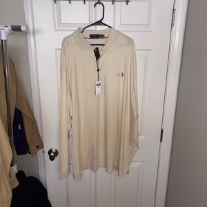 Ralph Lauren Polo Men’s Cream Long Sleeve Polo NWT Sz 4XB